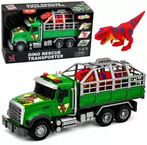 Lean Toys Žaislinis dinozaurų transporteris su šviesos ir garso efektais, žalias, 36 × 16,5 × 11,5 cm