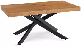 HAMPTON stačiakampis ištraukiamas stalas, 160–240 cm, ąžuolo/juodos spalvos, moderniam lofto stiliaus valgomajam