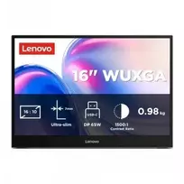 Monitorius LENOVO L16 16" WUXGA WLED (1920X1200) IPS/60HZ/300NITS/6MS/2X USB-C (3YEAR WARRANTY)