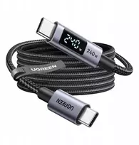 USB-C į USB-C laidas Ugreen L530, PD 240W, 480Mbps, su ekranėliu, 2 m (juoda)
