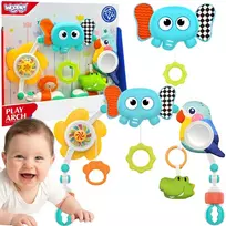WOOPIE BABY Sensorinė arka su žaislais lovelei ir vežimėliui dramblys papūga