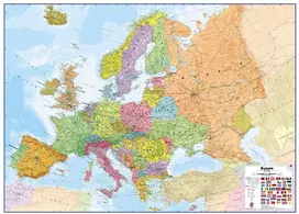 Europos politinis sieninis žemėlapis 1:4,2 mln, 100x139 cm, laminuotas, su metaliniais laikikliais