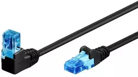 „Goobay CAT 6A“ jungiamasis kabelis, 1x 90° kampu, U/UTP, juodas, 0,5 m, Cat6a, U/UTP (UTP), RJ-45, RJ-45, juodas