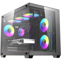 DarkFlash B275 PRO kompiuterio korpusas, mini bokštas, 6 ventiliatoriai, 270° panoraminis stiklas, M-ATX/ITX, 410mm GPU, 160mm CPU