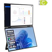 ZEUSLAP Z14W nešiojamas monitorius, 2x14", 1920x1200, 60Hz, 400nits, 1200:1, 178°, jutiklinis ekranas, USB-C, mini HDMI