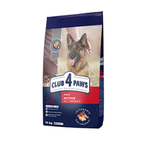 CLUB 4 PAWS PREMIUM „AKTYVAS“. PILNAVERTIS SAUSAS MAISTAS SUAUGUSIEMS AKTYVIEMS VISŲ VEISLIŲ ŠUNIMS 14kg. 14 kg