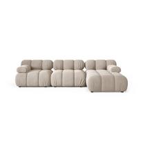 Kreminės spalvos modulinė kampinė sofa iš velveto (su dešiniuoju kampu/su gultu) Bellis – Micadoni
