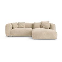Kreminės spalvos sulankstoma modulinė kampinė sofa iš velveto (su dešiniuoju kampu/su gultu) Martina – Micadoni