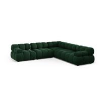 Tamsiai žalios spalvos modulinė kampinė sofa iš velveto Bellis – Micadoni