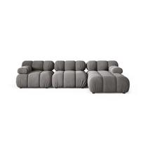 Šviesiai pilkos spalvos modulinė kampinė sofa iš velveto (su dešiniuoju kampu/su gultu) Bellis – Micadoni