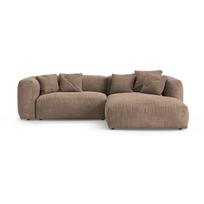 Smėlio spalvos sulankstoma modulinė kampinė sofa iš velveto (su dešiniuoju kampu/su gultu) Martina – Micadoni