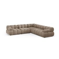 Smėlio spalvos modulinė kampinė sofa iš velveto Bellis – Micadoni