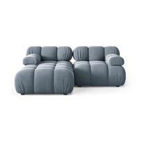 Šviesiai mėlynos spalvos modulinė kampinė sofa iš velveto (su kairiuoju kampu/su gultu) Bellis – Micadoni