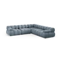 Šviesiai mėlynos spalvos modulinė kampinė sofa iš velveto Bellis – Micadoni