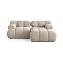 Kreminės spalvos modulinė kampinė sofa iš velveto (su dešiniuoju kampu/su gultu) Bellis – Micadoni