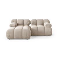 Kreminės spalvos modulinė kampinė sofa iš velveto (su kairiuoju kampu/su gultu) Bellis – Micadoni