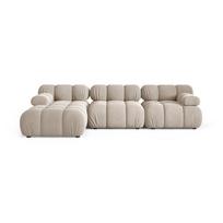Kreminės spalvos modulinė kampinė sofa iš velveto (su kairiuoju kampu/su gultu) Bellis – Micadoni