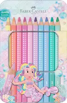 „Faber-Castell Jumbo Sparkle Pastel“ spalvotieji pieštukai, metalinėje dėžutėje, 10 vnt./pakuotėje