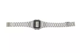 CASIO A158WA „Vintage“ unisex skaitmeninis laikrodis su nerūdijančio plieno apyranke, sidabrinis