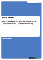 Methods of Lexicographic Definition in the Oxford Advanced Learners Dictionary