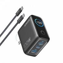 Įkroviklis ANKER GaN, 1xUSB-A, 2xUSB-C, 100W, su USB-C-USB-C kabeliu, tamsiai pilkas
