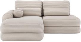 Kampinė sofa - lova Ripeli, balta sp., kairinė, 175 x 217 cm x 96 cm