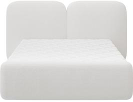 Lova dvigulė Ollival Velvet Paoli 01, 180 x 200 cm, balta sp., be čiužinio, su grotelėmis