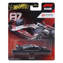 Žaislinis automobilis Mattel Hot Wheels Premium F1 Haas Oliver Bearman JKD90, 1:64, balta sp./juoda sp./raudona sp.