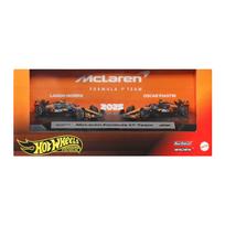 Žaislinių automobilių rinkinys Mattel Hot Wheels Premium F1 Mclaren Formula 1 Team Of Piastri & Norris JMM91, 1:64, juoda sp./oranžinė sp.