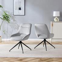Valgomasis kėdė, 360° sukama, pilkas aksomas, 87 cm, 2 vnt
