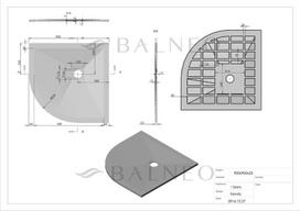 Kompozitinis dušo padėklas Balneo Stone Tray, pusapvalis, akmens masės, šviesiai pilkas, 90x90x2,5 cm, 90X90X2.5 cm