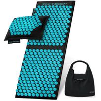Akupresūros masažinis kilimėlis su pagalve 4FIZJO XL 110x42x2cm mėlynai juodas