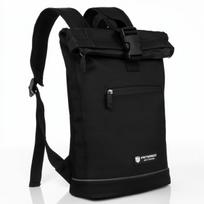 Maža ergonomiška roll-top miesto kuprinė Peterson su kvėpuojančia nugarėle ir saugia galine kišene, juoda