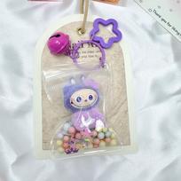 Transparent Dust Bag Bow Labubu Baby Bag Pendant Keychain Baby Walking Bag Decoration Cute Trendy Play violetinė