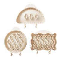 Obuolių pyrago formų rinkinys Plastikiniai konditeriniai pjaustykliai Mini rankinių pyragėlių gamintojas Rudens tema Kišeninių pyragėlių presas naminiams desertams 3pcs beige