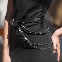 Leather Waist Chain Harness Belt Leathet Chain Belt For Women Waist Chain Belt Harness Plus Size Chain Belt  Belt With Chains black