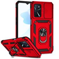 Case For OPPO A54S A16 A16S A54 A55 A74 4G A94 Reno 5 Lite Carcasa Military Grade 360 Full Body Armor with Camera Slide Cover Reno 5 Lite raudona