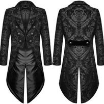 Men's Gothic Steampunk Brocade Tailcoat Jacket 4XL gray