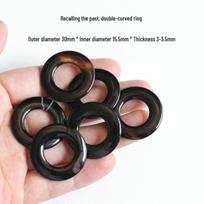30mm Natural Black Agate Antique Ping An Kou Ring - DIY Jewelry Ornament