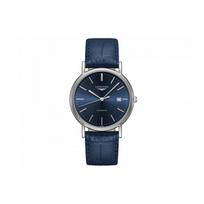 Longines Mados serijos Automatinis mechaninis laikrodis su datos rodymu 38,5 mm Mėlynas ciferblatas Nerūdijančio plieno korpusas Odinis dirželis iš krokodilo odos L4.921.4.92.2 Blue Dial gray