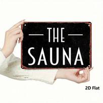 Vintage Metal Sauna Sign 20x30cm Red Frame Wall Decor black