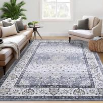 Large Area Rug 8x10ft Washable Rug Soft Vintage Distressed Floor Carpet Low Pile  Rug for Bedroom Living Room 244x305cm pilka