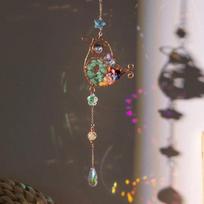 Moon Prism Suncatcher Natural Stone Handmade Dreamcatcher Hanging Crystal Sun Catcher Rainbow Maker Garden Window Decoration gray