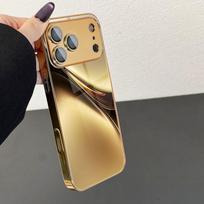 Prabangus auksinis aptakus abstraktus metalizuotas dažytas stiklinis telefono dėklas, skirtas iPhone 17 Pro Max 11 12 13 14 15 16 Plus 17 Air 16E dangtelis iPhone 14 Pro black