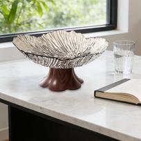 Vaisių dubuo su kojyte, Modernus aukštas užkandžių padėklas virtuvės stalui, Stalui juoda
