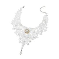 Dainty Lace Crystal Choker Necklace Gothic Lace Choker for Halloween Weeding Costume Party Prom Vampires Choker Gifts balta