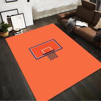 Basketball Hoop Design Orange Carpet Sports Theme Room Decor Suitable for use as an anti-slip for living room bedroom sofas 40x60cm( 15x23in ) white