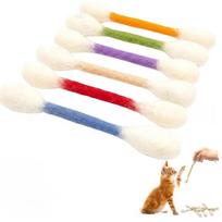 Cat Toys with Catnip Cat Oversized Cotton Swab Felt Kitty Kicker Play Durable Dental Teething Ropes Lover Gift Accessories įvairiaspalvis