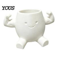 Inspirational Office Gift Cute Muscular Man Planter, 3D Printed Smile Face Plant Decorative Green Pot Pot, Funny Container for Succulents Small Cactus