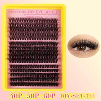 300 Clusters Of Thick False Eyelashes Set 40D50D60D Natural Curl Diy Segmented Eyelashes